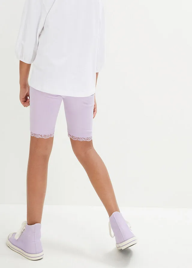 PANTALóN CICLISTA PARA NIñAS CON ENCAJE (2 UNIDADES) CON ALGODóN ORGáNICO BLANCOLILA PASTEL
